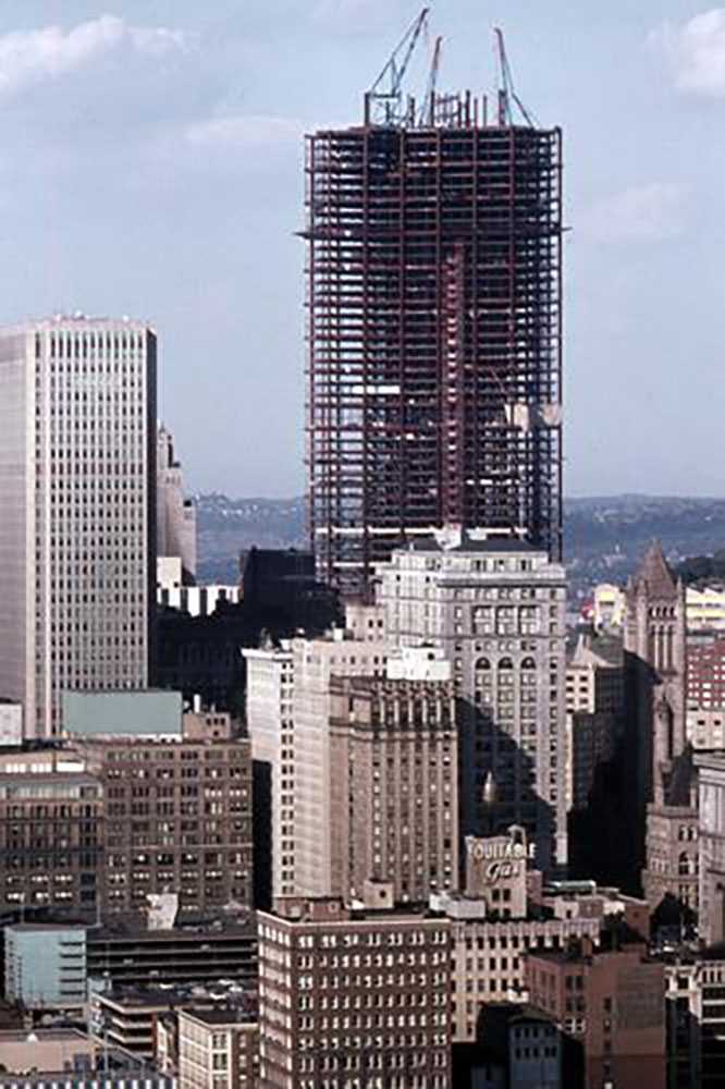 Contruction of the U.S Steel Tower Photo by Joel Levinson, 1969