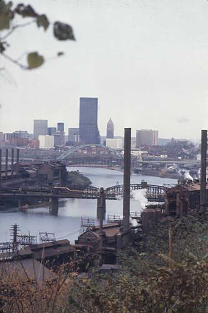 Steel Mill Pollution with Skyline in Background Photo by Joel Levinson, 1977