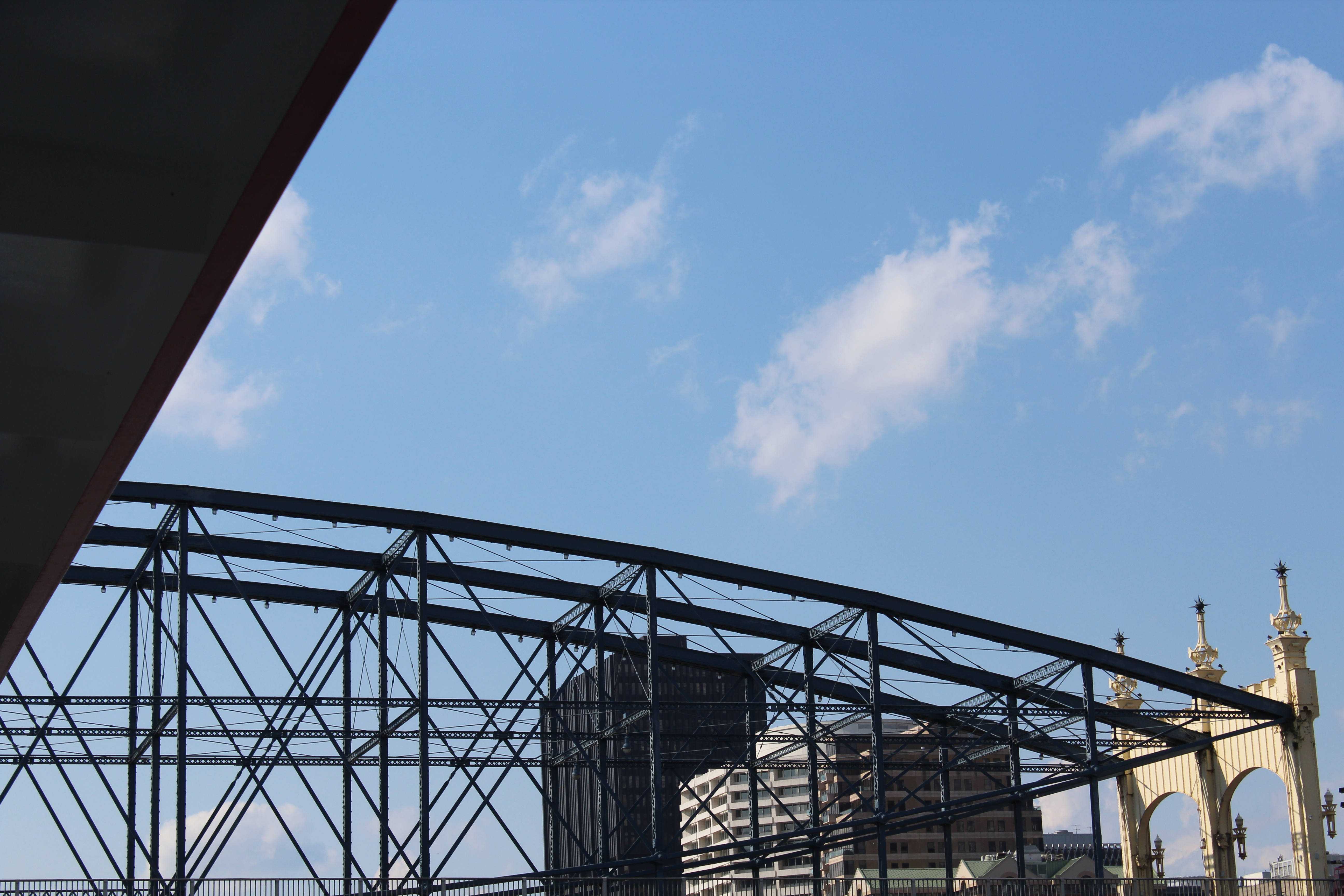 Passing under a steel bridge