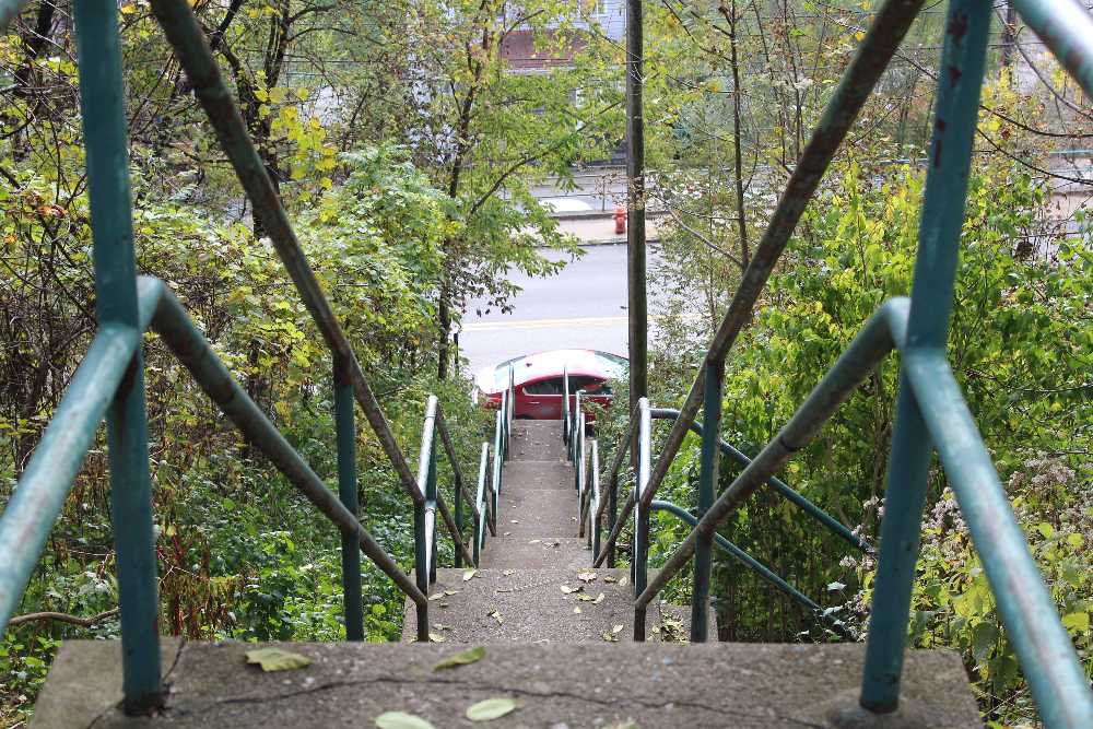 Photo looking down a set of South Side Slopes steps by Jackie Bender, 2021